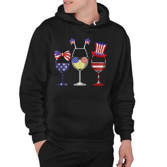 Red Wine And Blue 4Th Of July Red White Blue Wine Glasses Hoodie - Seseable