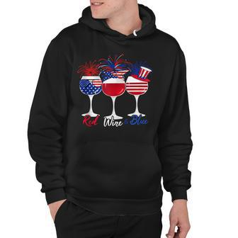 Red Wine & Blue 4Th Of July Wine Red White Blue Wine Glasses V6 Hoodie - Seseable