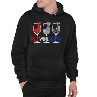 Red Wine & Blue 4Th Of July Wine Red White Blue Wine Glasses V8 Hoodie - Seseable