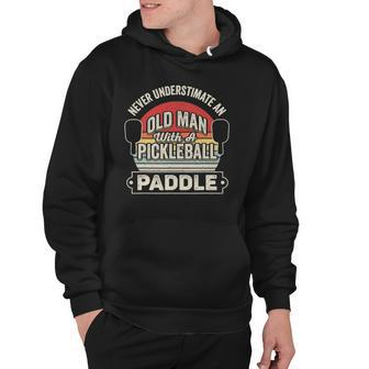 Retro Never Underestimate Old Man With Pickleball Paddle Hoodie - Thegiftio UK