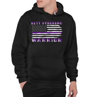 Rett Syndrome Warrior Usa Flag United States Flag Purple Ribbon Rett Syndrome Rett Syndrome Awareness Hoodie - Monsterry
