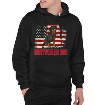 Rottweiler Dad American Flag 4Th Of July Dog Lovers Hoodie - Seseable