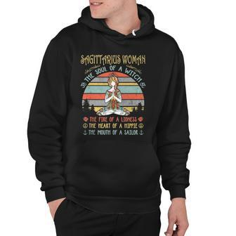 Sagittarius Woman The Soul Of A Witch Vintage Birthday Hoodie | Mazezy