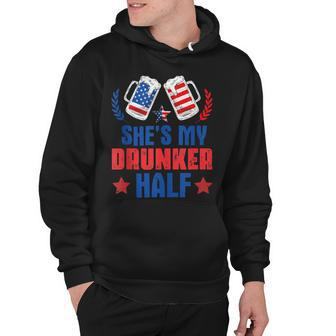 Shes My Drunker Half 4Th July Matching Couples Drinking Hoodie - Seseable