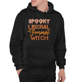Spooky Liberal Feminist Witch Feminist Messy Bun Halloween Hoodie | Mazezy