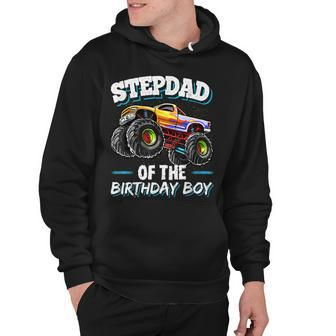 Stepdad Of The Birthday Boy Matching Family Monster Truck Hoodie - Seseable