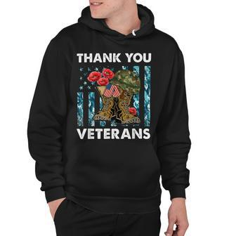 Thank You Veterans Combat Boots Poppy Veteran Day T-Shirt T-Shirt Hoodie - Monsterry CA