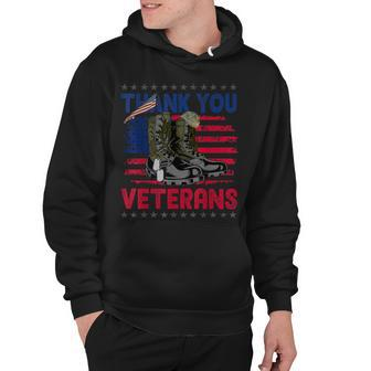Thank You Veterans Service Patriot Veteran Day American Flag Hoodie - Thegiftio UK
