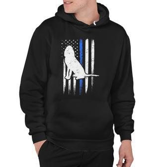 Thin Blue Line Bloodhound Dog Police Officer American Flag Hoodie | Mazezy