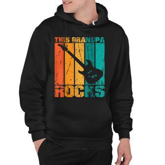 This Grandpa Rocks Design Fathers Day Birthday Guitar Hoodie - Seseable