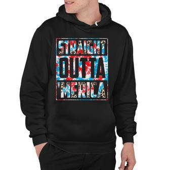 Tie Dye Straight Outta Merica American Flag 4Th Of July Hoodie - Seseable
