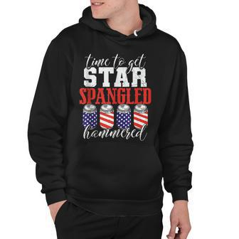 Time To Get Star Spangled Hammered - Funny July 4Th Drinking Hoodie - Seseable