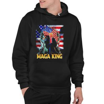 Trump King The Great Maga King American Flag Trump Seat On The Iron Throne Hoodie | Mazezy