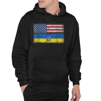 Ukrainian American Flag Ukraine Usa America Roots Hoodie - Seseable