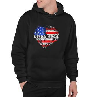 Ultra Maga Proud Ultra-Maga American Flag Heart Hoodie - Thegiftio UK