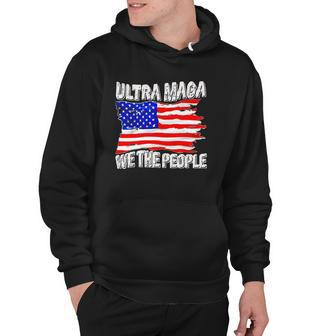 Ultra Maga We The People Vintage American Flag Retro Patriotic Hoodie | Mazezy