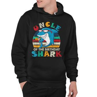 Uncle Of The Birthday Shark Funny Retro Uncle Shark Hoodie - Seseable