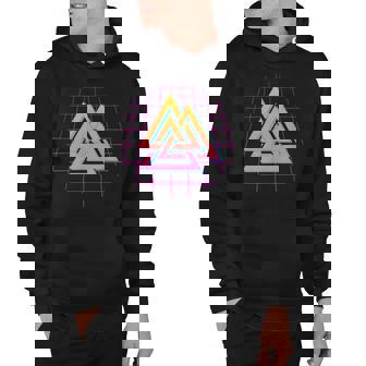 Valknut Wotang Knot Norse Viking Vaporwave Aesthetic Art Hoodie - Thegiftio UK