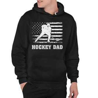 Vintage Hockey Dad American Flag Hockey 4Th Of July Hoodie - Seseable