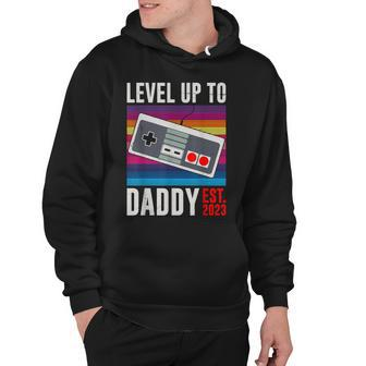 Vintage Level Up To Daddy 2023 Pregnant New Dad Video Game Hoodie - Thegiftio UK