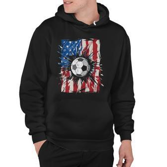 Vintage Soccer 4Th Of July Men Usa American Flag Boys Hoodie | Mazezy