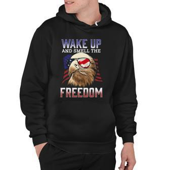 Wake Up And Smell The Freedom Murica American Flag Eagle Hoodie - Thegiftio UK