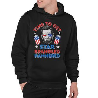 Womens Abe Lincoln 4Th Of July Time To Get Star Spangled Hammered Hoodie - Seseable