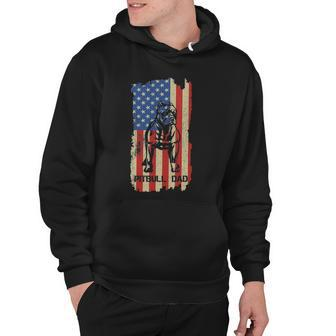 Womens American Flag Pitbull Dad Cool Dog Daddy Patriot 4Th July V-Neck Hoodie | Mazezy DE