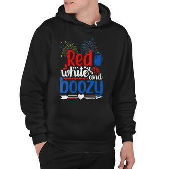 Womens Red White And Boozy Alcohol Booze 4Th Of July Beer Party Hoodie - Seseable