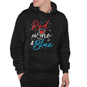 Womens Red Wine And Blue V-Neck Hoodie | Mazezy