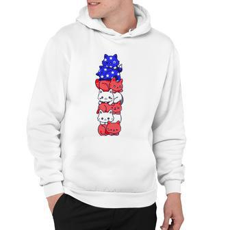 4Th Of July Cat Patriotic American Flag Cute Cats Pile Stack Hoodie | Mazezy AU