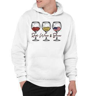 4Th Of July Wine Red White Blue Wine Glasses Red Wine & Blue Hoodie - Seseable