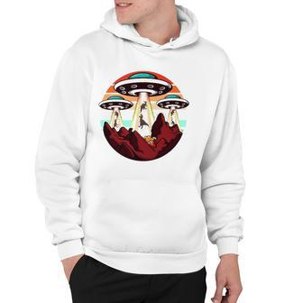 Abduction Funny Alien Ufo Abducting Dinosaur Gift Hoodie | Mazezy