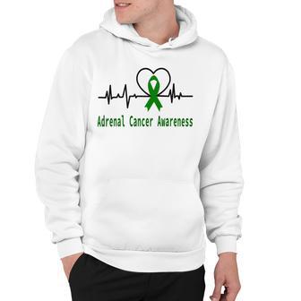 Adrenal Cancer Awareness Heartbeat Green Ribbon Adrenal Cancer Adrenal Cancer Awareness Hoodie | Favorety AU