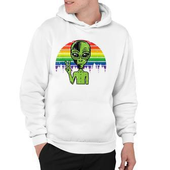 Alien Peace Lgbt Gay Pride Costume Retro Halloween Gifts Hoodie | Mazezy