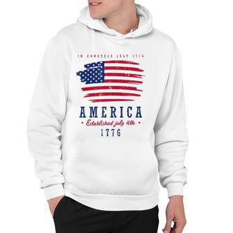 America Established In 1776 4Th July Proud Patriot Us Flag Hoodie - Thegiftio UK