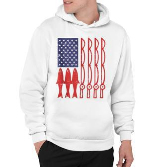 American Flag Fishing 4Th Of July Patriotic Dad Gift Angler V2 Hoodie - Seseable
