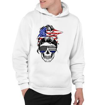 American Flag Skull Mom Patriotic 4Th Of July Police Hoodie | Mazezy