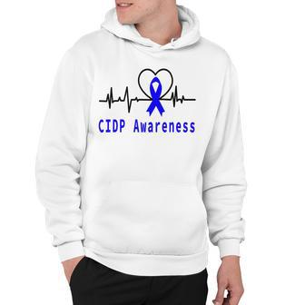 Chronic Inflammatory Demyelinating Polyneuropathy Cidp Awareness Heartbeat Blue Ribbon Cidp Support Cidp Awareness Hoodie - Monsterry CA