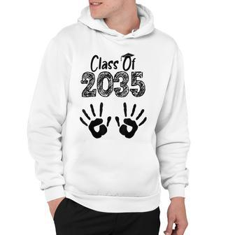 Class Of 2035 Grow With Me Handprint On Back First Day Hoodie - Thegiftio UK