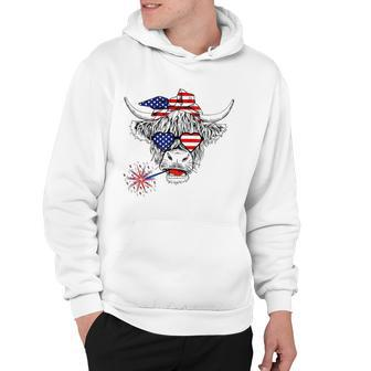 Cow American Flag 4Th Of July Us 4Th Of July Farm Cattle Usa Hoodie - Seseable