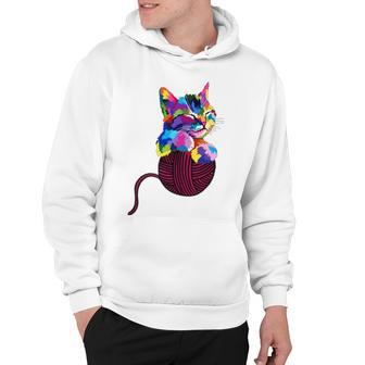 Cute Cat Gift For Kitten Lovers Colorful Art Kitty Adoption Hoodie | Favorety DE