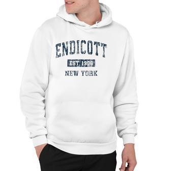 Endicott New York Ny Vintage Sports Design Navy Hoodie | Mazezy