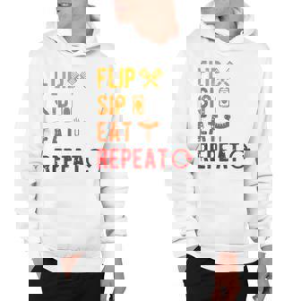 Father Grilling Gift - Flip Sip Eat Repeat Bbq Dad Hoodie - Thegiftio UK