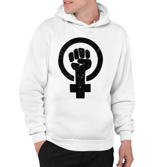 Feminist Raised Fist - Distressed Fitted Hoodie | Favorety AU