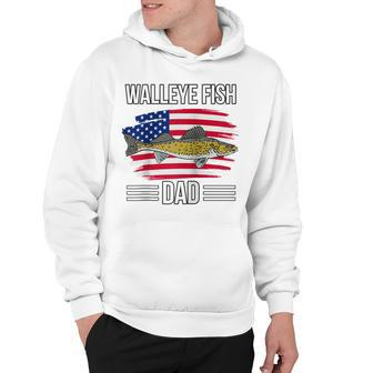 Fish Us Flag 4Th Of July Fathers Day Walleye Fish Dad Hoodie - Seseable
