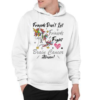 Friends Dont Let Friends Fight Brain Cancer Alone Unicorn Grey Ribbon Brain Cancer Brain Cancer Awareness Hoodie - Monsterry