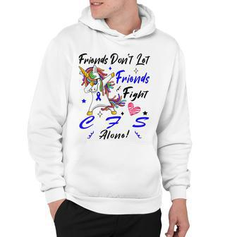 Friends Dont Let Friends Fight Chronic Fatigue Syndrome Cfs Alone Unicorn Blue Ribbon Chronic Fatigue Syndrome Support Cfs Awareness Hoodie | Favorety UK