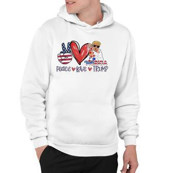 Funny 4Th Of July Peace Love Trump Merica Usa Flag Patriotic Hoodie | Mazezy