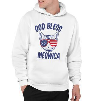 God Bless Meowica Funny Fourth Of July Cat V2 Hoodie - Seseable